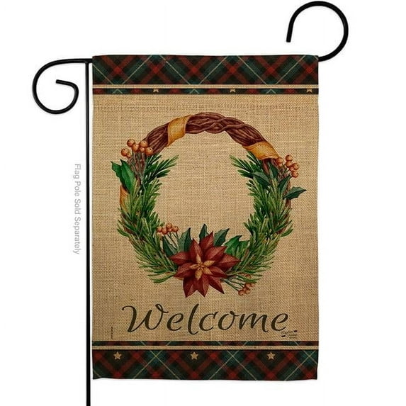 Angeleno Heritage G135245-BO 13 x 18.5 in. Poinsettia Wreath Garden Flag with Winter Wonderland Double-Sided Decorative Vertical Flags House Decoration Banner Yard Gift
