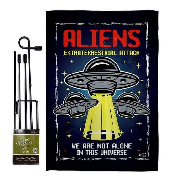 Angeleno Heritage GS130406-BO Aliens Attack Cosmos Space Creature 13 x 18.5. in. Double-Sided Decorative Vertical House Garden Flag Set for Decoration Banner Yard Gift