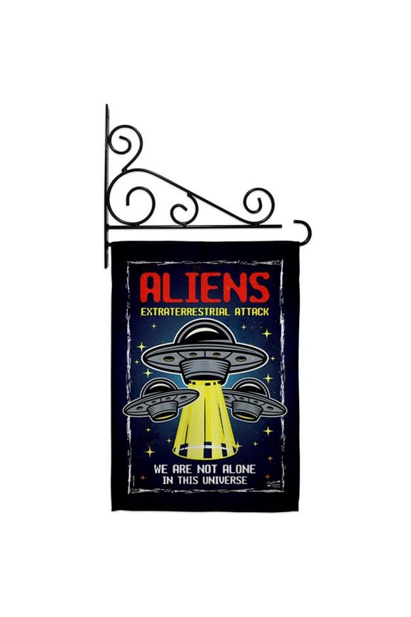 GS130406-P3-03 Aliens Attack Cosmos Space Creature 13 x 18.5. in. Double-Sided Decorative Vertical House Garden Flag Set for Decoration Banner Yard Gift