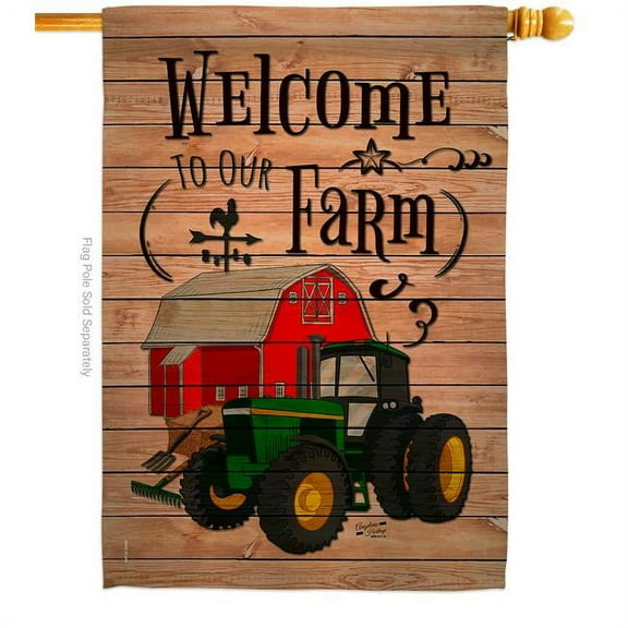 Angeleno Heritage H137013-BO Welcome to our Farm Country Living Primitive 28 x 40 in. Double-Sided Decorative Vertical House Flags for Decoration Banner Garden Yard Gift