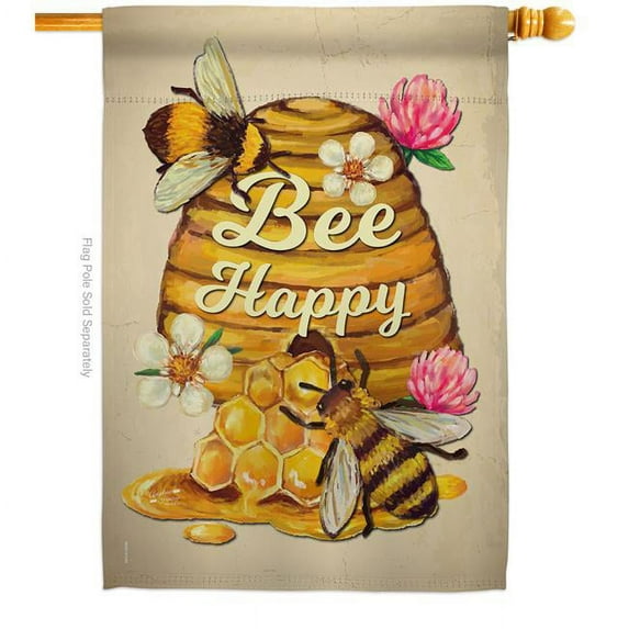 Angeleno Heritage H137025-BO Bee Happy Garden Friends Double-Sided Garden Decorative House Flag, Multi Color