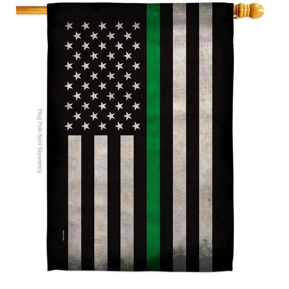Angeleno Heritage H137040-BO 28 x 40 in. USA Thin Green Line House Flag with Armed Forces Service Double-Sided Decorative Horizontal Flags Decoration Banner Garden Yard Gift