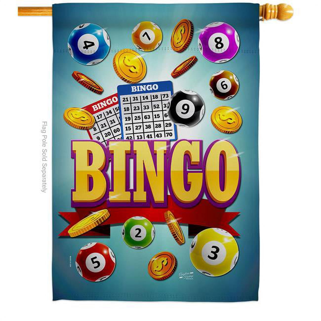 Angeleno Heritage H137088-BO 28 x 40 in. Bingo Win Night Interests Game Double-Sided Decorative Vertical House Flags - Decoration Banner Garden Yard Gift