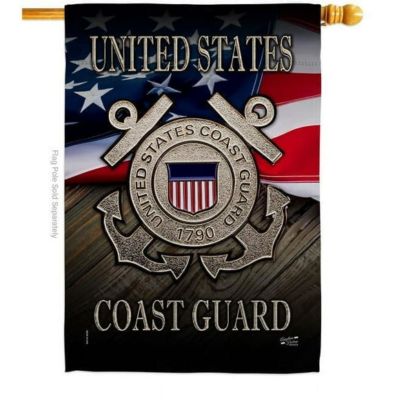 Angeleno Heritage H137135-BO 28 x 40 in. US Coast Guard House Flag with Armed Forces Double-Sided Decorative Vertical Flags Decoration Banner Garden Yard Gift