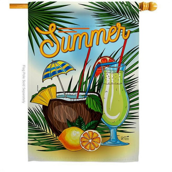 Angeleno Heritage H137193-BO Summer Drinks Beverages Cocktail 28 x 40 in. Double-Sided Decorative Vertical House Flags for Decoration Banner Garden Yard Gift