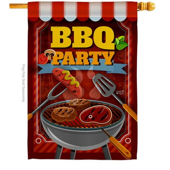 Angeleno Heritage H137227-BO BBQ Party Summertime Fun & Sun 28 x 40 in. Double-Sided Decorative Vertical House Flags for Decoration Banner Garden Yard Gift