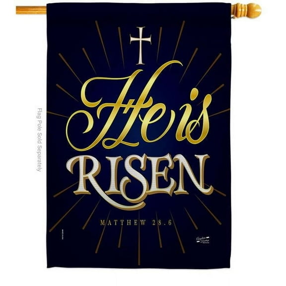 Angeleno Heritage H137256-BO He is Risen Religious Bible Verses Double-Sided Garden Decorative House Flag, Multi Color