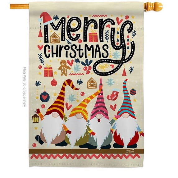 Angeleno Heritage H137322-BO 28 x 40 in. Christmas Gnome House Flag with Winter Double-Sided Decorative Vertical Flags Decoration Banner Garden Yard Gift