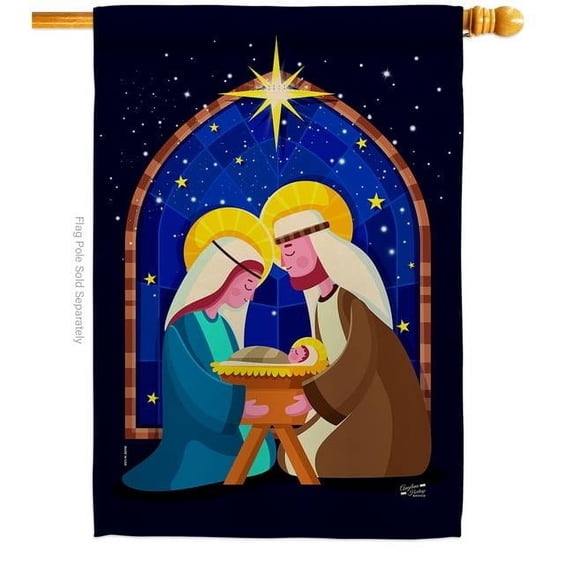 Angeleno Heritage H137358-BO 28 x 40 in. Birth of Jesus House Flag with Winter Nativity Double-Sided Decorative Vertical Flags Decoration Banner Garden Yard Gift
