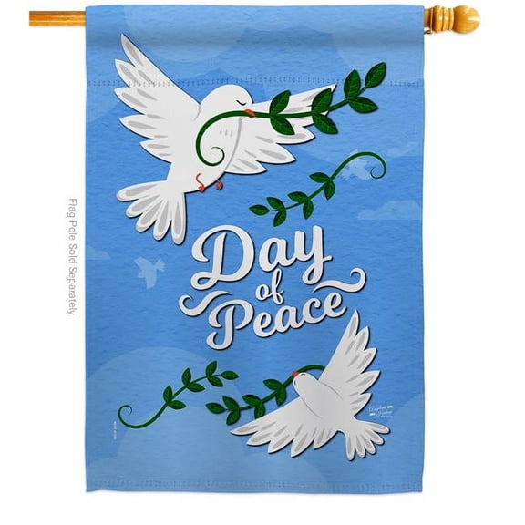 Angeleno Heritage H137400-BO 28 x 40 in. Day of Peace House Flag with Expression Inspirational Double-Sided Decorative Vertical Flags Decoration Banner Garden Yard Gift