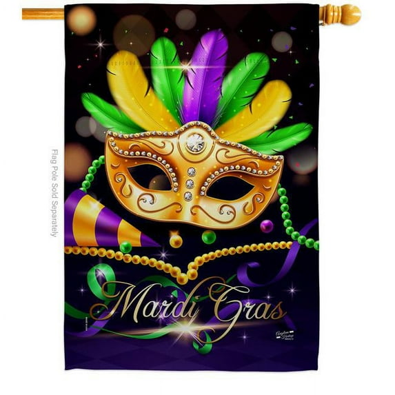 Angeleno Heritage H137411-BO 28 x 40 in. Mardi Gras Party House Flag with Spring Double-Sided Decorative Vertical Flags Decoration Banner Garden Yard Gift