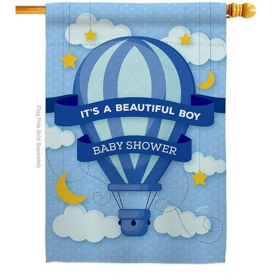 Angeleno Heritage H137416-BO Baby Shower Boy Celebration New Born Double-Sided Garden Decorative House Flag, Multi Color