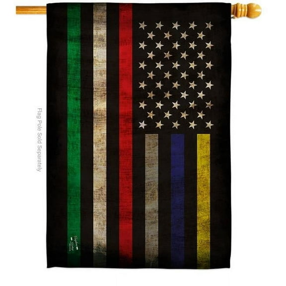 Angeleno Heritage H137435-BO 28 x 40 in. First Responders Line House Flag with Armed Forces Service Double-Sided Decorative Horizontal Flags Decoration Banner Garden Yard Gift