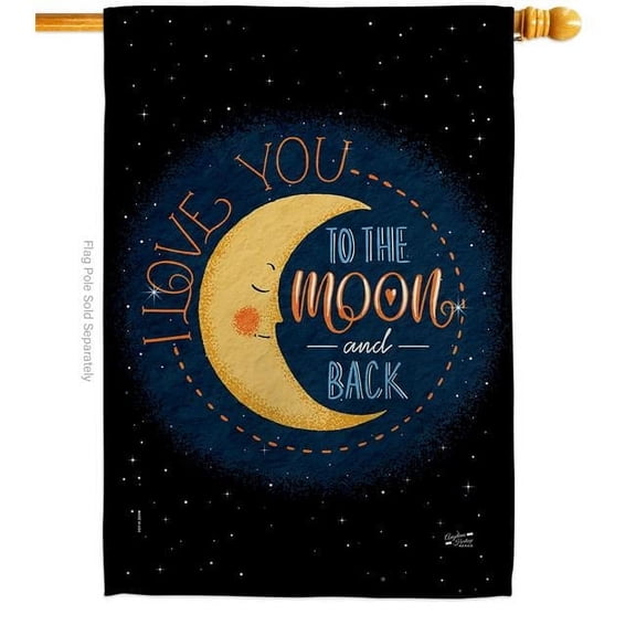 Angeleno Heritage H137464-BO 28 x 40 in. Moon & Back Sweet Life Expression Double-Sided Decorative Vertical House Flags - Decoration Banner Garden Yard Gift