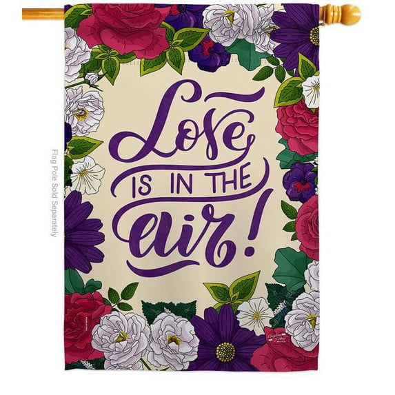 Angeleno Heritage H137477-BO Love in Air Springtime Valentine Double-Sided Garden Decorative House Flag, Multi Color