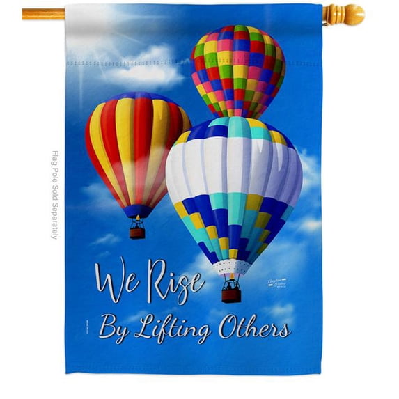 Angeleno Heritage H137483-BO 3 Hot Air Balloon Summertime 28 x 40 in. Double-Sided Decorative Vertical House Flags for Decoration Banner Garden Yard Gift