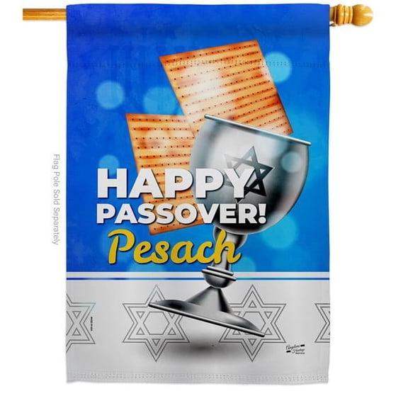 Angeleno Heritage H137534-BO Happy Passover Pesach Religious Double-Sided Garden Decorative House Flag, Multi Color