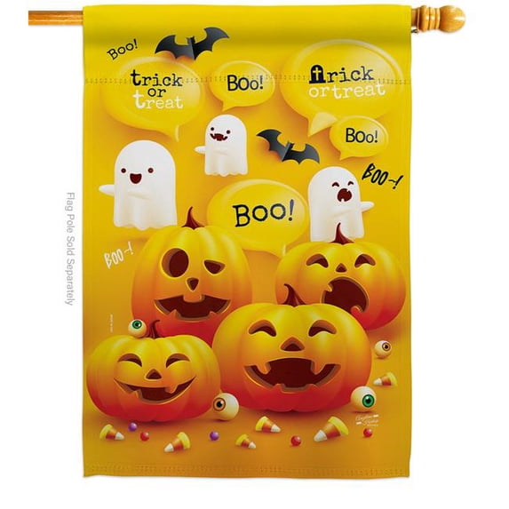 Angeleno Heritage H137557-BO 28 x 40 in. Ghosts & Pumpkins House Flag with Fall Halloween Double-Sided Decorative Vertical Flags Decoration Banner Garden Yard Gift