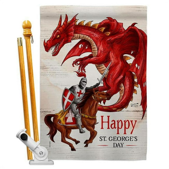 Angeleno Heritage HS130299-BO 28 x 40 in. St. Georges Day House Flag Set Interests Fantasy Double-Sided Decorative Vertical Flags & Decoration Banner Garden Yard Gift