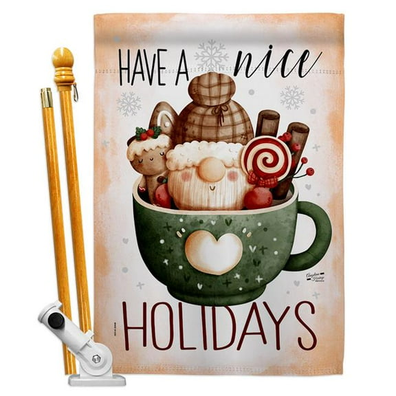 Angeleno Heritage HS130304-BO 28 x 40 in. Hot Coco Gnome House Flag Set Wintertime Winter Wonderland Double-Sided Decorative Vertical Flags & Decoration Banner Garden Yard Gift