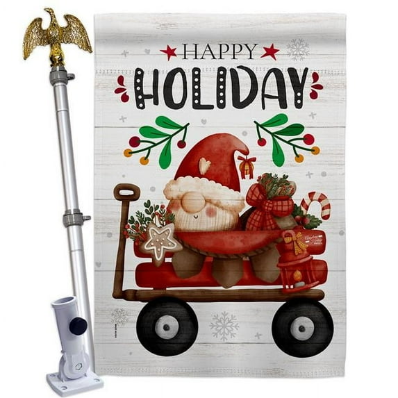 Angeleno Heritage HS130305-BO-02 28 x 40 in. Winter Gnome Wagon House Flag Set Wintertime Christmas Double-Sided Decorative Vertical Flags & Decoration Banner Garden Yard Gift