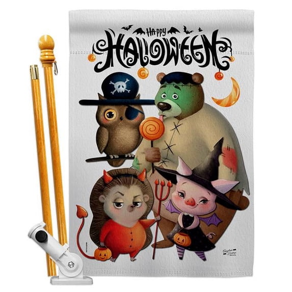 Angeleno Heritage HS130413-BO Halloween Friends Falltime 28 x 40 in. Double-Sided Decorative Horizontal Flags for Decoration Banner Garden Yard Gift