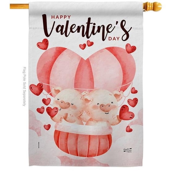 Angeleno Heritage Piggy Love Springtime Valentine Double-Sided Garden Decorative House Flag, Multi Color