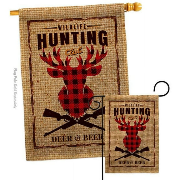 Angeleno Heritage S130407-DB Deer & Beer Sports Hunting 28 x 40 in. Double-Sided Decorative Vertical House Flags Set for Decoration Banner Garden Yard Gift