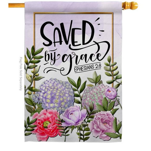 Angeleno Heritage Saved by Grace Religious Bible Verses Double-Sided Garden Decorative House Flag, Multi Color