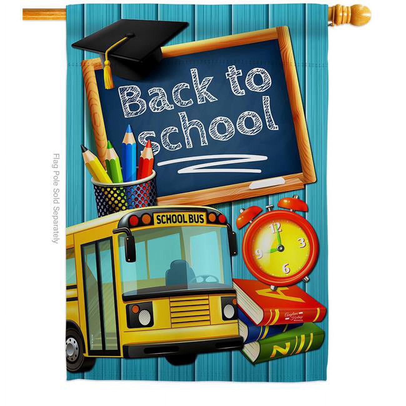 Angeleno Heritage  Welcome Back to School Education 28 x 40 in. Double-Sided Decorative Vertical House Flags for Decoration Banner Garden Yard Gift