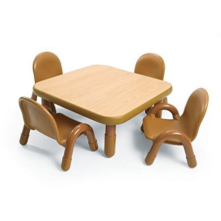 Angeles BaseLine Square Lightweight Toddler Table and Chair Set, 30 x 30 x 12 Inches, Natural, 4 Chairs
