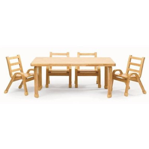 Angeles Furniture Natural Wood Collection 30 x 48 x 12" Rectangle Toddler Table and Chair Set