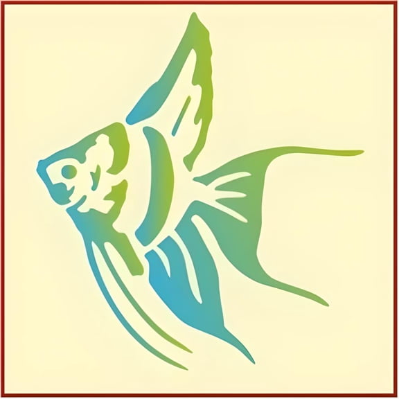 Angelfish 1 Stencil - Sea Ocean Creatures Mylar Wall DIY Crafting - The Artful Stencil