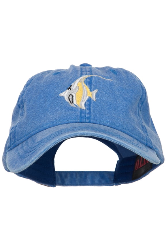 Angelfish Embroidered Washed Cotton Cap - Royal OSFM