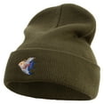 thumbnail image 1 of Angelfish Logo Embroidered 12 Inch Long Knitted Beanie - Olive OSFM, 1 of 5