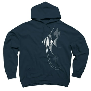 Angelfish Navy Blue Graphic Pullover Hoodie - Design By Humans  L