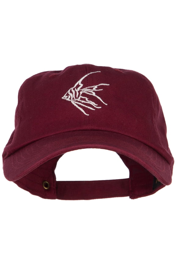 Angelfish Outline Embroidered Unconstructed Cap - Wine OSFM