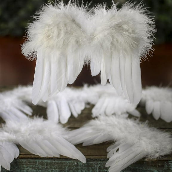 Angelic Adornment: White Feathered Angel Wings (Package of 6) by Factory Direct Craft