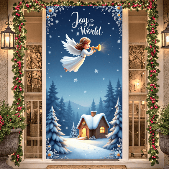 Angelic Design Joyful Banner Beautiful Decorative Artwork for Christmas Decor Party Celebration Indoor Events Family Gatherings