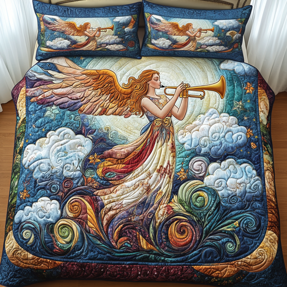 Angelic Melody Quilted Bedding Set , 3-Piece Bedding Set