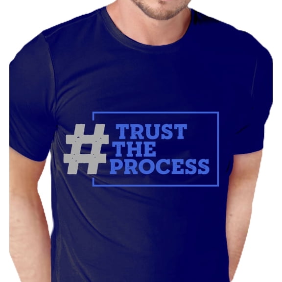 Angelic Shirts & Apparel Men's 2XL Short Sleeve T-Shirt with Custom Graphics - "Trust the Process", Navy