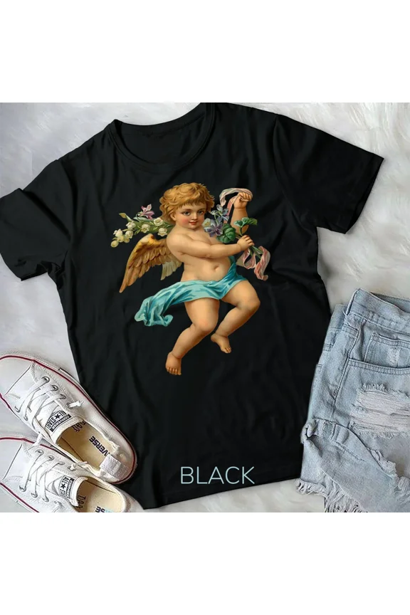 Angelic Vintage Cherub Design, Charming Baby Angel Themed Gift New Unisex T-Shirt
