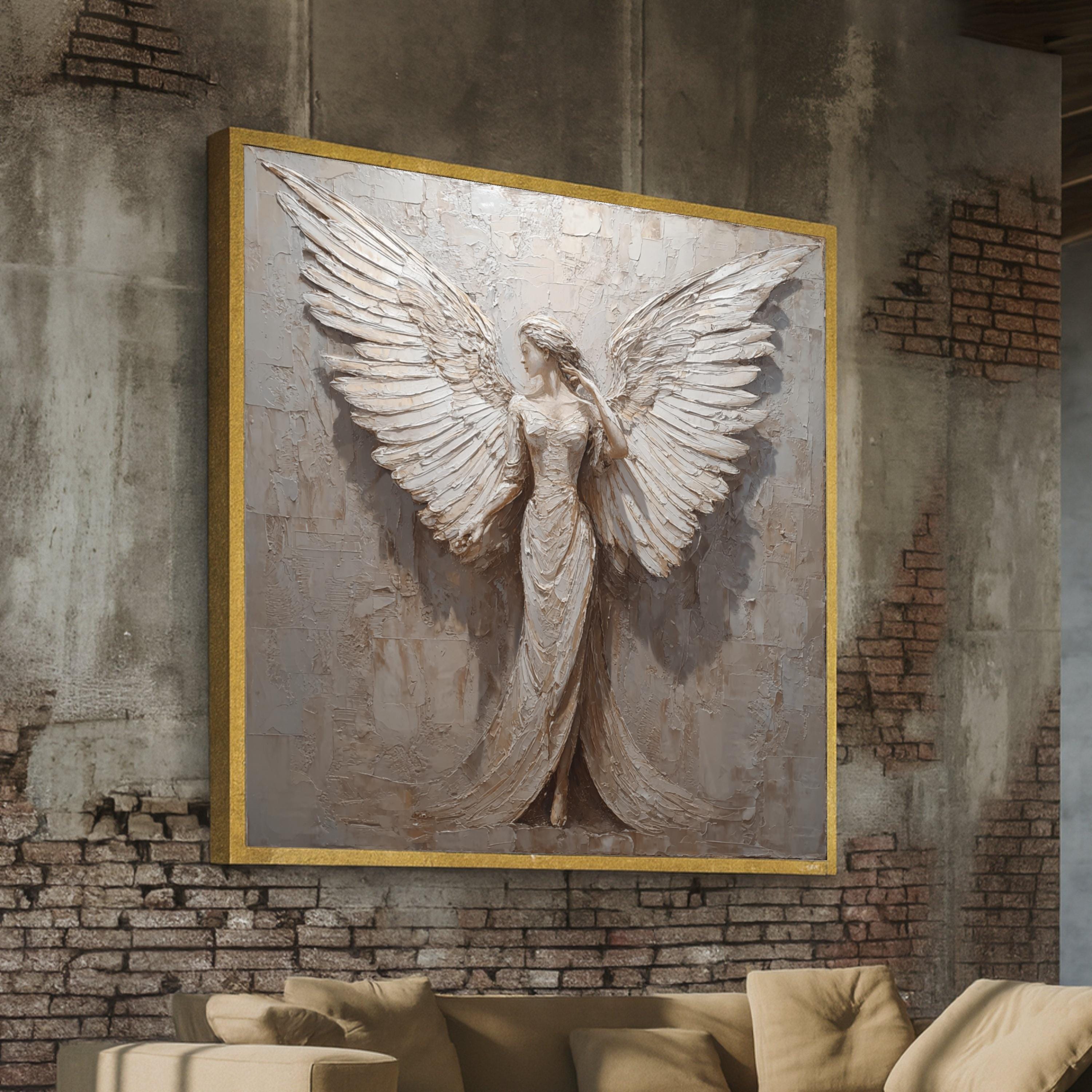 Angelic Woman Sculpture, Wings Wall Art, Effect Home Decor, Elegant ...