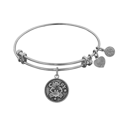 Angelica Collection Antique White Smooth Finish Brass cancer - June Expandable Bangle