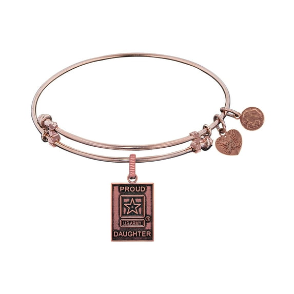 Angelica Collection Brass with Pink Finish Proud Daughter U.S. Army Expandable Bangle