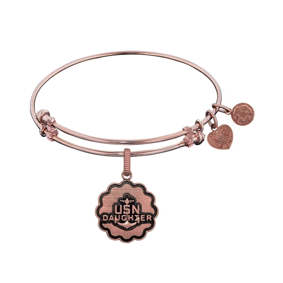 Angelica Collection Brass with Pink Finish U.S. Navy Daughter Expandable Bangle