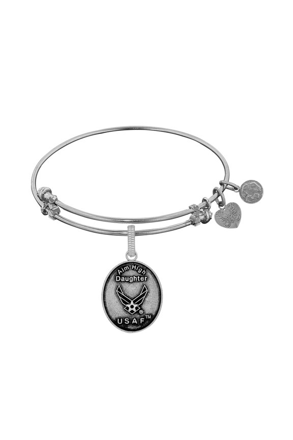 Angelica Collection Brass with White Finish Aim High Daughter U.S. Air Force Expandable Bangle