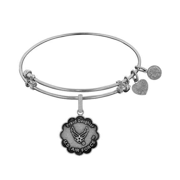 Angelica Collection Brass with White Finish Proud Daughter U.S. Air Force Expandable Bangle