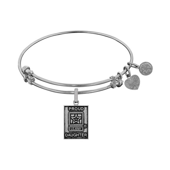 Angelica Collection Brass with White Finish Proud Daughter U.S. Army Expandable Bangle
