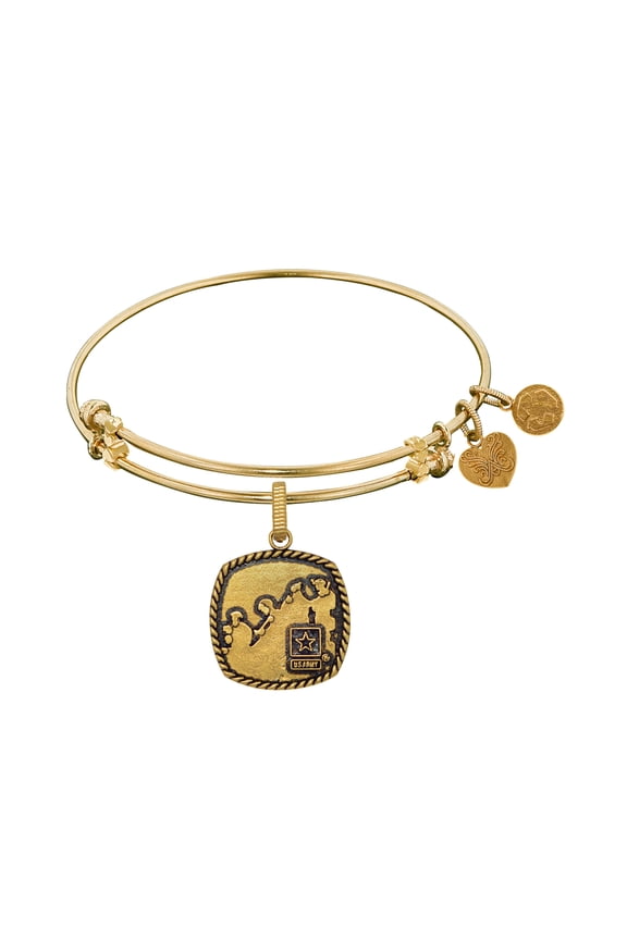 Collection Brass with Yellow Finish U.S. Army Silhouette Expandable Bangle